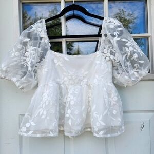 White Fairycore Peplum Top
